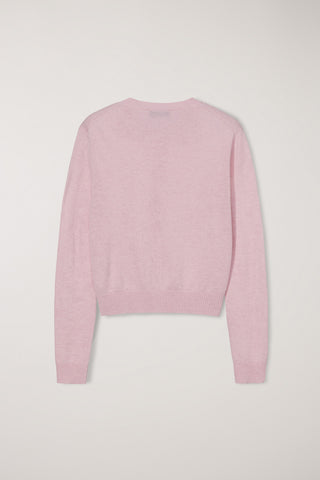 ESSENTIAL CREWNECK KNIT CARDIGAN SOFT PINK