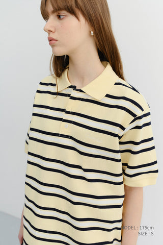 UNISEX STRIPED POLO SHIRT LEMON