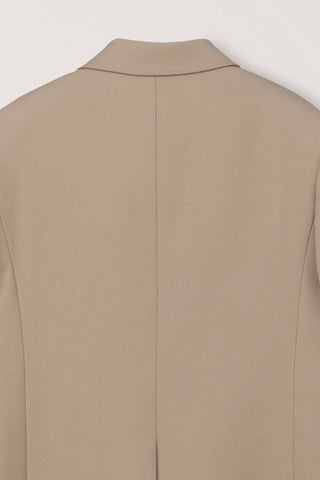 UNISEX REFINED MASCULINE WOOL BLAZER CARAMEL BEIGE