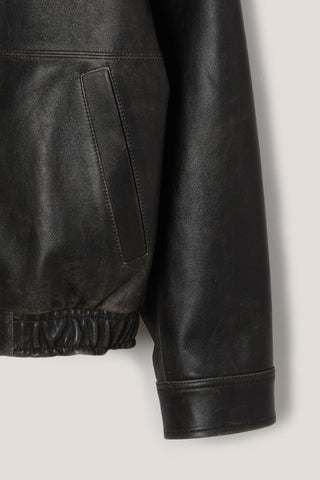 UNISEX DRIZZLER LEATHER JACKET BRUSHED BLACK