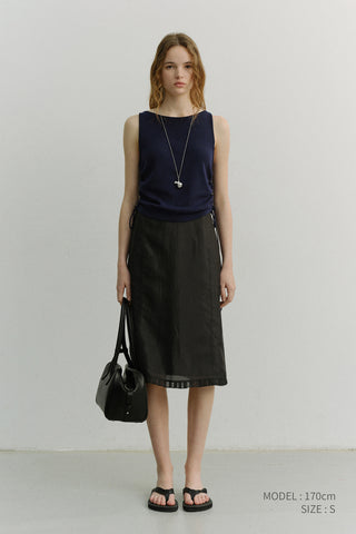 H-LINE LACED MIDI SKIRT BLACK