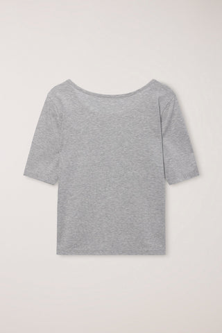 ESSENTIAL BOAT NECK T-SHIRT MELANGE GREY