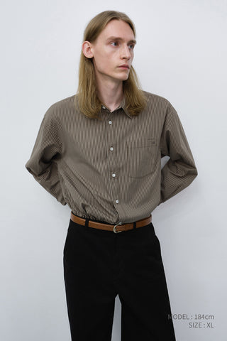 UNISEX INFORMAL SHIRT BROWN STRIPE