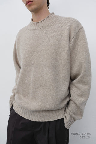 UNISEX CHUNKY ROLL NECK SWEATER LIGHT PEBBLE