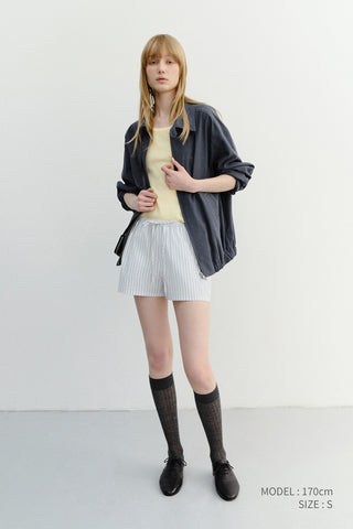 PAJAMA MINI SHORTS WHITE STRIPE