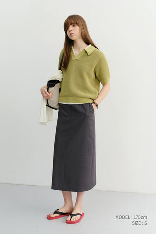 H-LINE LONG SKIRT DEEP GREY