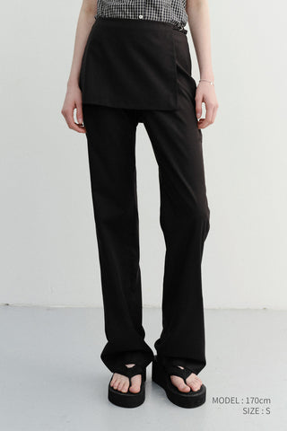 SKIRT LAYERED SLIM PANTS BLACK