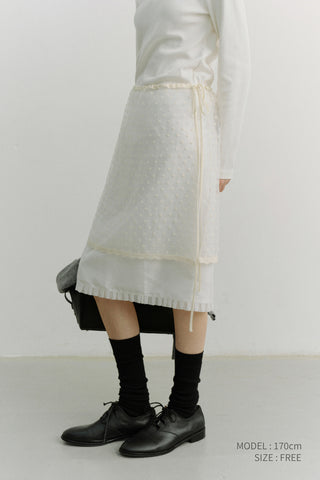 NEEDLEWORK LAYERING SKIRT IVORY
