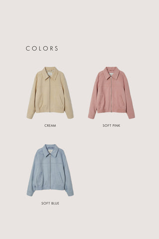 UNISEX ALTER-SUEDE COLLARED BLOUSON SOFT BLUE