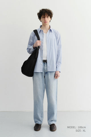 UNISEX CROPPED STRIPED SHIRT BLUE STRIPE