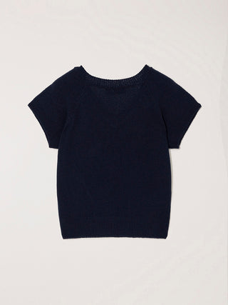 SUMMER LINEN V-NECK KNIT NAVY