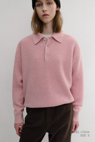 [Pre-order: Oct 16] UNISEX HAIRY COLLARED SWEATER SOFT PINK