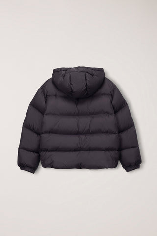 UNISEX HOODED VOLUME GOOSE DOWN JACKET DARK BROWN