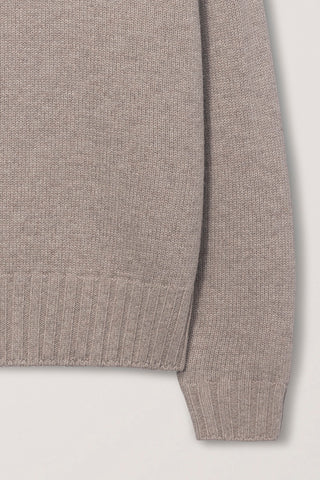 UNISEX CHUNKY ROLL NECK SWEATER LIGHT PEBBLE