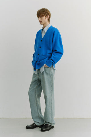 UNISEX BOYFRIEND KNIT CARDIGAN BLUE