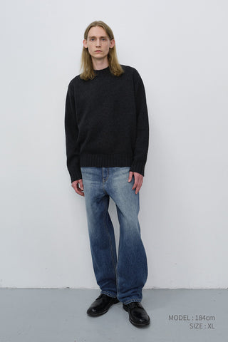 UNISEX CHUNKY ROLL NECK SWEATER CHARCOAL GREY