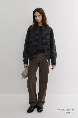 UNISEX HARRINGTON WOOL BLOUSON DEEP NAVY CHECK