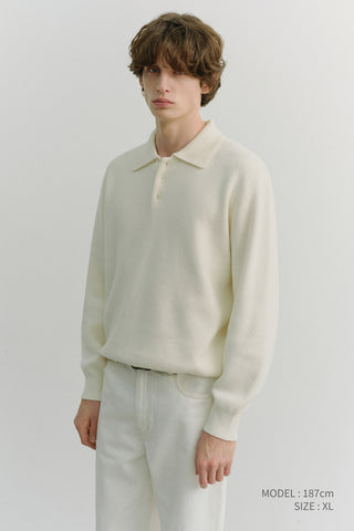 UNISEX CASHMERE COLLARED SWEATER IVORY