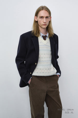 UNISEX CLASSIC 2 BUTTON WOOL BLAZER NAVY