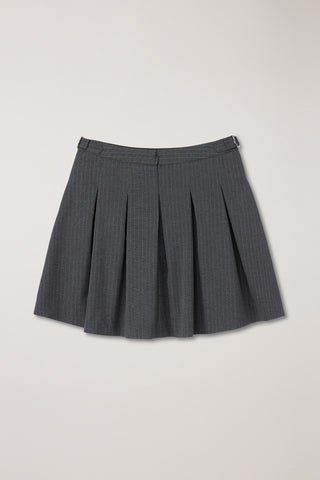 PLEATS MINI SKIRT GREY STRIPE