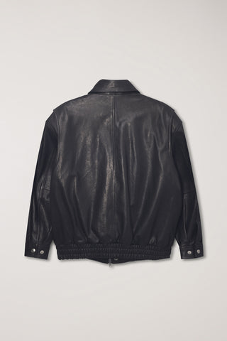 UNISEX OVERSIZED VINTAGE LEATHER BLOUSON BLACK