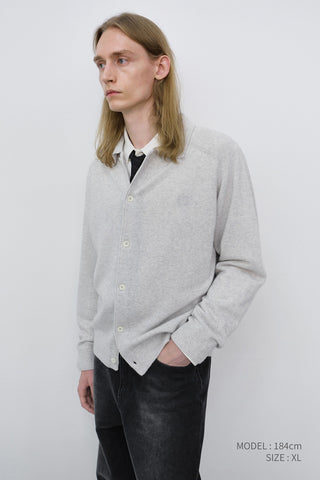 UNISEX COLLARED KNIT CARDIGAN LIGHT MELANGE GREY