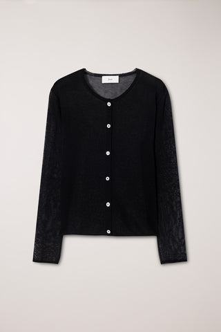 SUMMER ESSENTIAL CREWNECK CARDIGAN BLACK