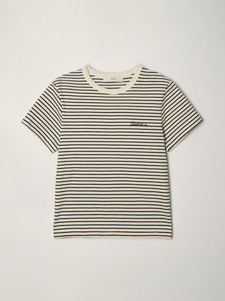 ESSENTIAL STRIPE LOGO T-SHIRT CREAM NAVY STRIPE