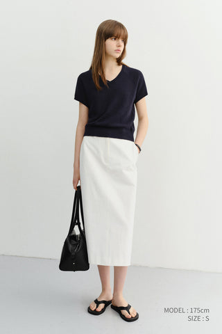 SUMMER LINEN V-NECK KNIT NAVY