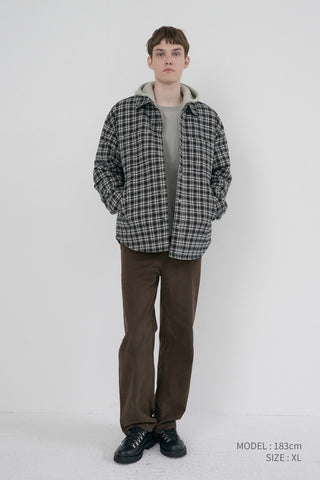 UNISEX QUILTED FLANNEL SHIRT BLACK CHECK