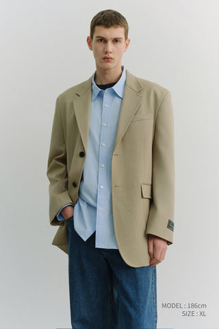UNISEX OVERSIZED WOOL BLAZER CAMEL BEIGE