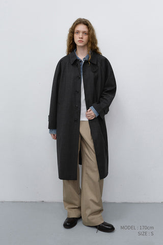 UNISEX H-LINE WOOL MAC COAT BROWN CHECK