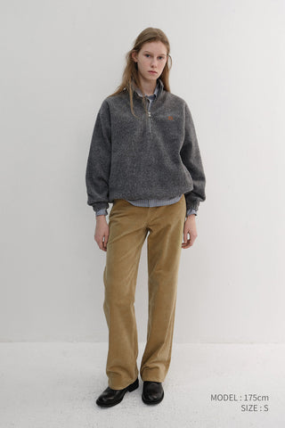 UNISEX HALF ZIP-UP FLEECE SWEATSHIRT MELANGE GREY