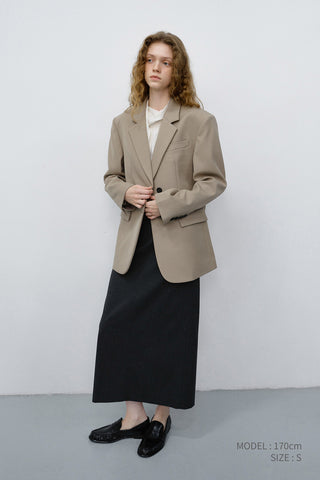 H-LINE LONG STRIPED SKIRT CHARCOAL GREY STRIPE