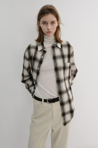 UNISEX WINTER FLANNEL CHECKED SHIRT BEIGE