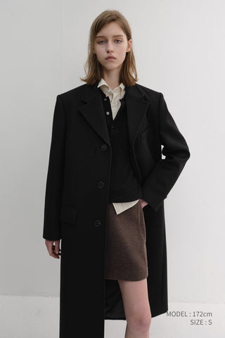 WOOL MINI SKIRT DEEP BROWN