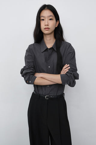 D-BUCKLE SLIM LEATHER BELT BLACK