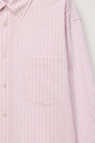 UNISEX CLASSIC STRIPED BD OVERSHIRT SOFT PINK
