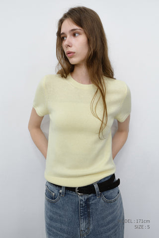 HALF SLEEVE KNIT TOP LEMON BUTTER
