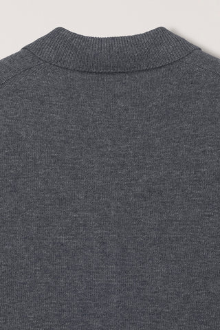 UNISEX COLLARED KNIT CARDIGAN MELANGE GREY