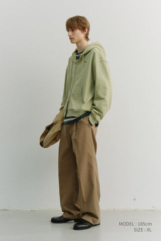 UNISEX CROPPED ZIP-UP HOODIE OLIVE