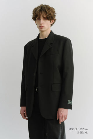 UNISEX 3 BUTTON WOOL BLAZER BLACK