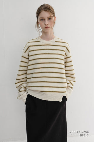 UNISEX STRIPED CHUNKY SWEATER IVORY