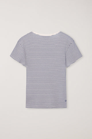 CLASSIC SCOOP NECK TOP BLUE STRIPE