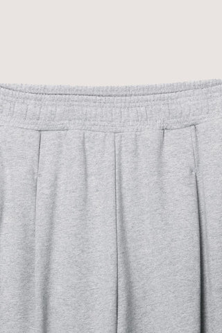 UNISEX LEATHER LOGO WIDE SWEAT PANTS MELANGE GREY