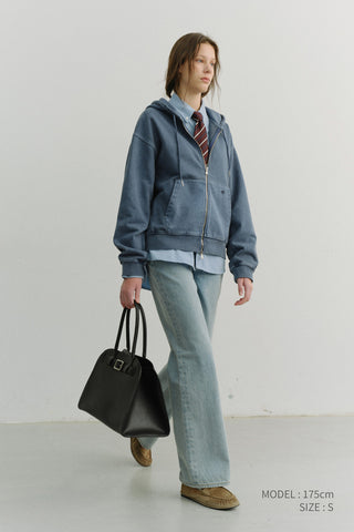 UNISEX GARMENT DYED ZIP-UP HOODIE NAVY