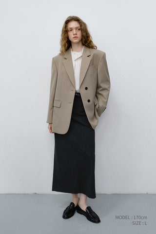 ESSENTIAL 2 BUTTON WOOL BLAZER SAND BEIGE