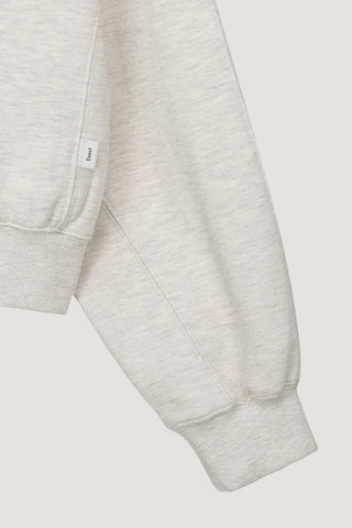 UNISEX LEATHER LOGO ZIP-UP HOODIE OATMEAL MELANGE