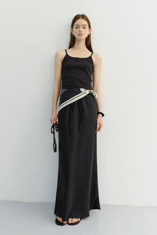 LINEN MAXI SKIRT BLACK