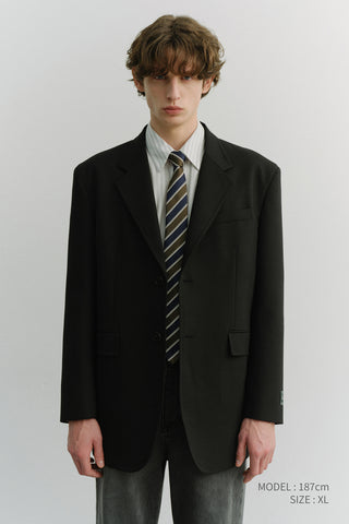 UNISEX OVERSIZED WOOL BLAZER BLACK